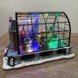 Lighted Christmas Village Greenhouse Winter Decoration Collectible Boxed-Working